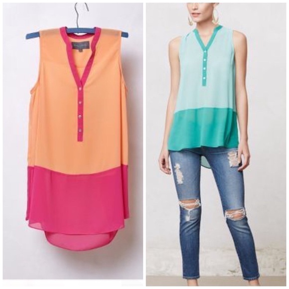 Anthropologie Color Blocked Brookline Blouse - Picture 1 of 7
